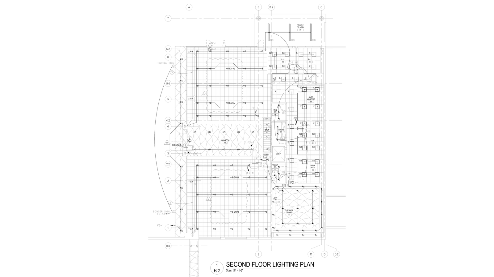 Electrical lighting plan drawing showing fixture layout.