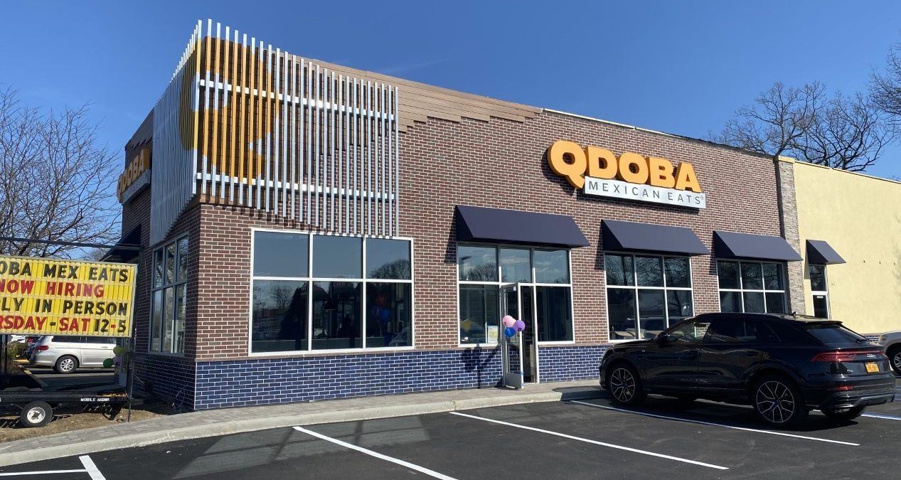 Qdoba restaurant exterior in Massapequa, New York.