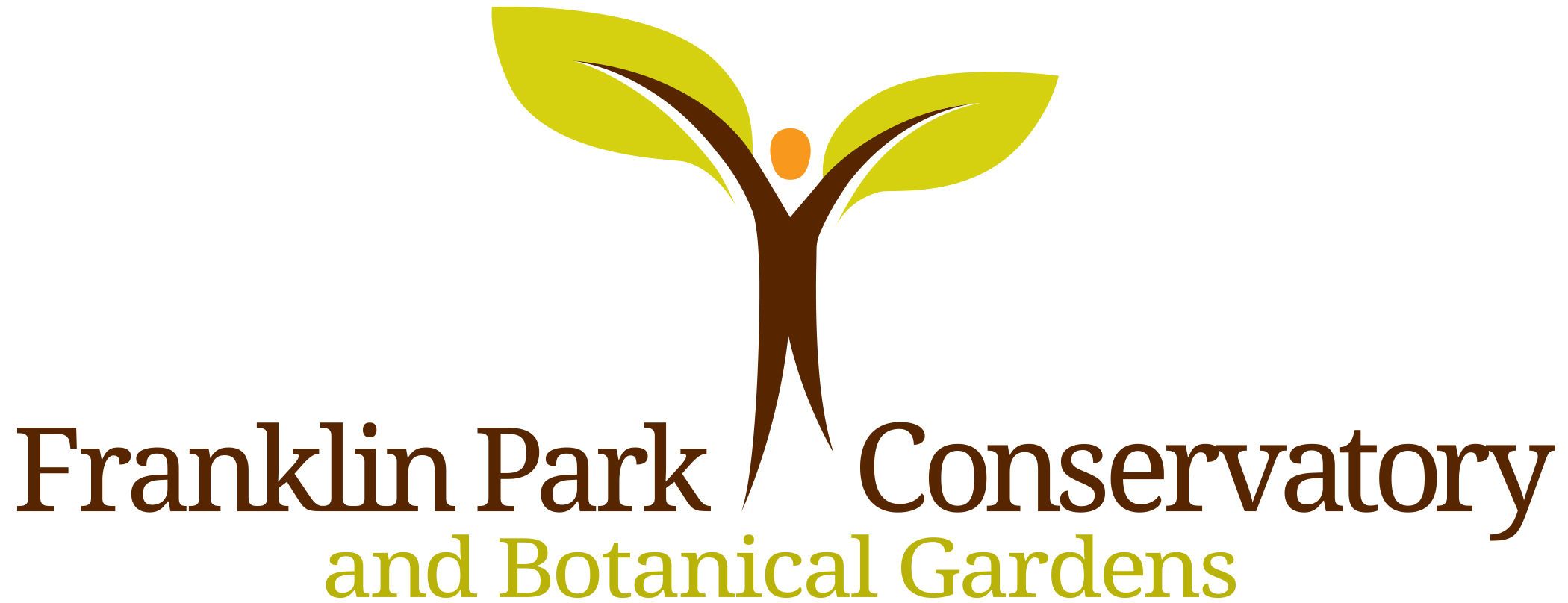 Franklin Park Conservatory and Botanical Gardens logo with leaf-figure icon.